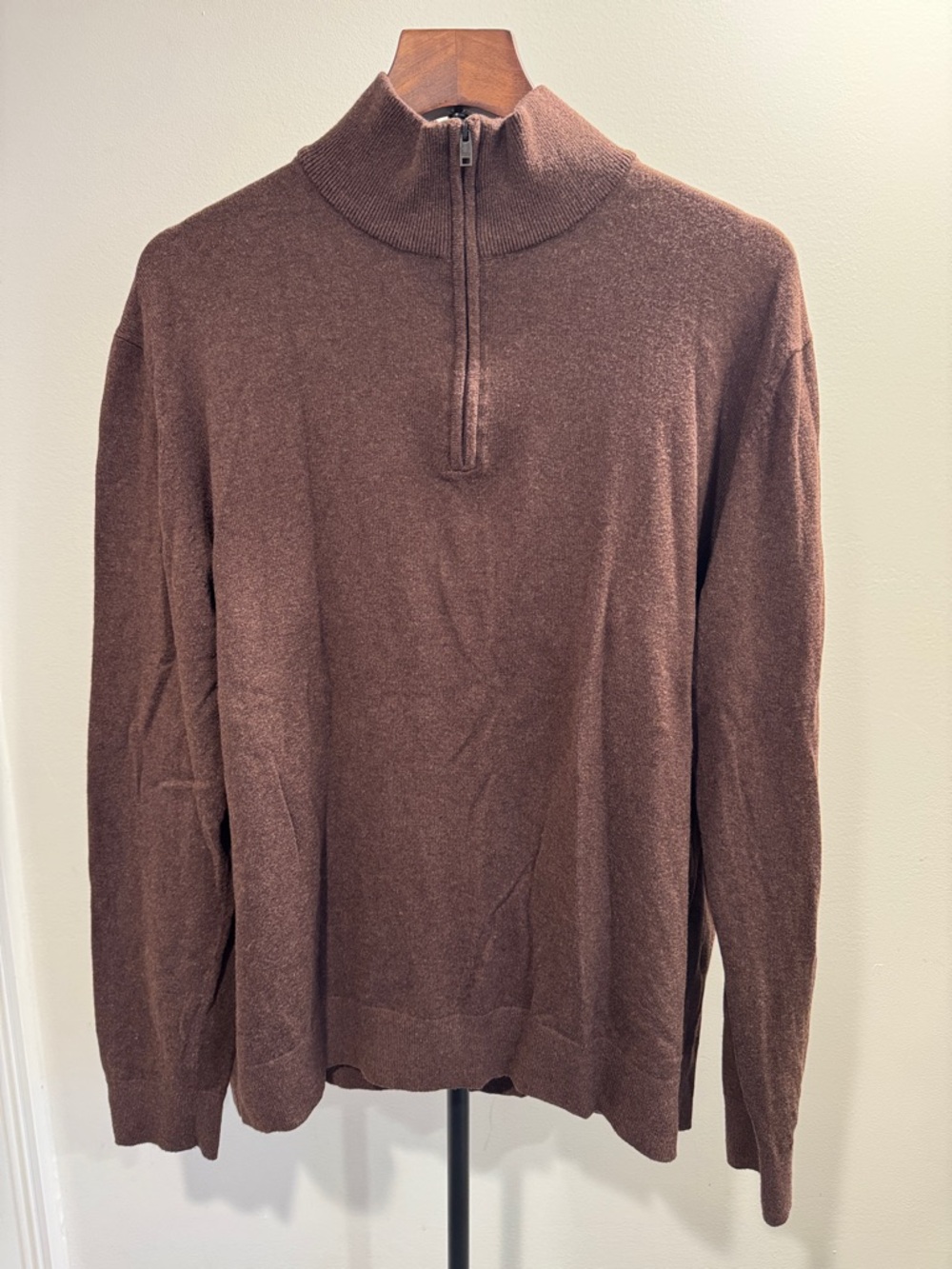 Banana Republic Brown Quarter Zip Cashmere Cotton Pullover Sweater (Size XL)